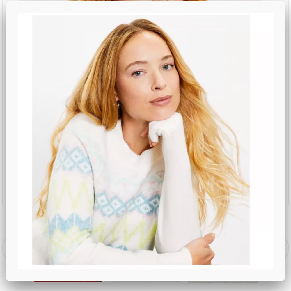 LOFT NWT LOFT Whisper White & Pastels Fair Isle Relaxed Sweater - Picture 5 of 5